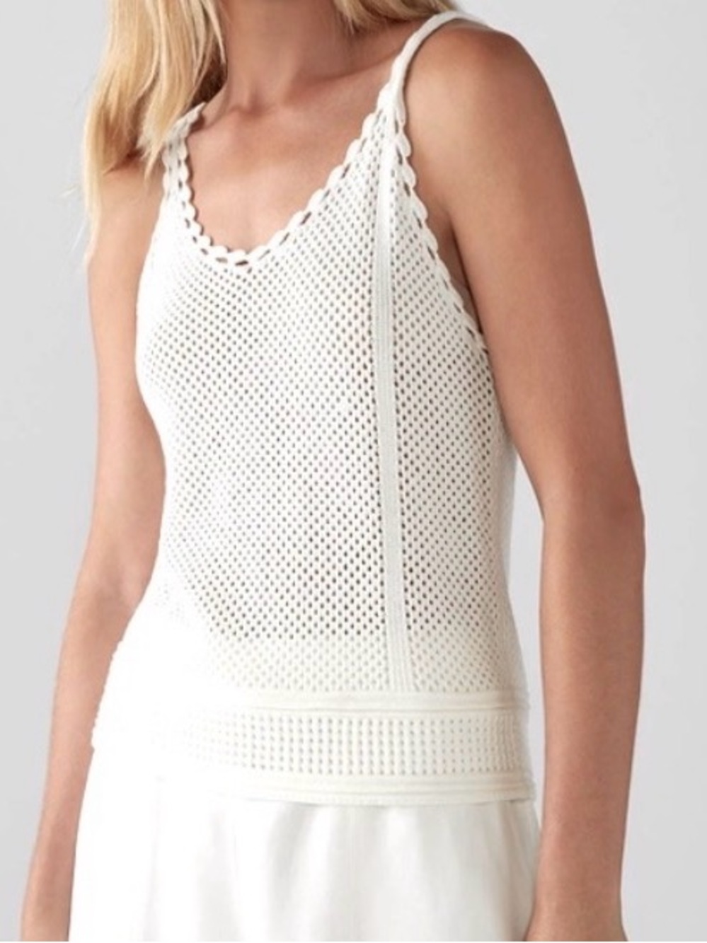 Club Monaco Crotchet Tank Top Women’s S Ivory Cottagecore Euro Summer